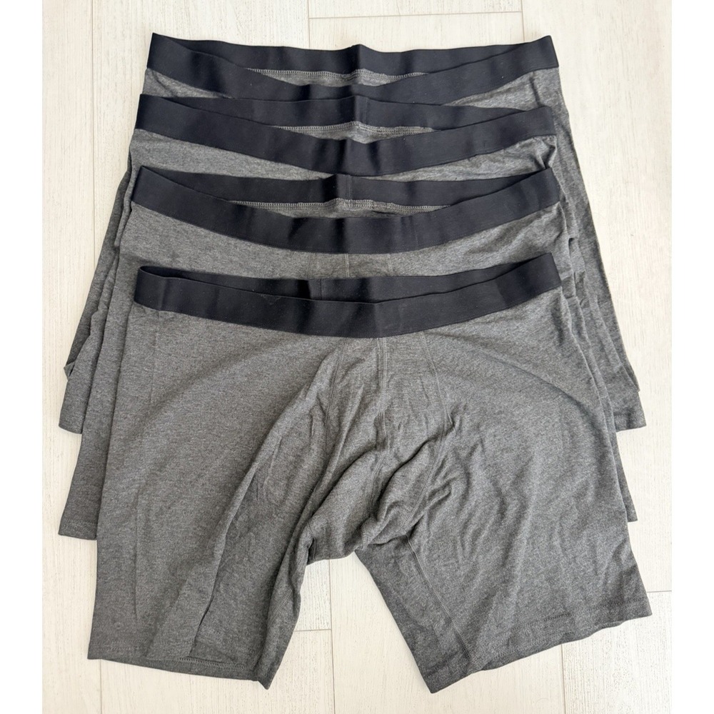 NWOT Pact Boxer Brief Underwear Sz XL Gray Organic Cotton 4 Pack